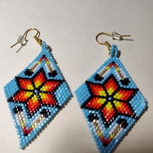 Handmade beaded Western style earrings